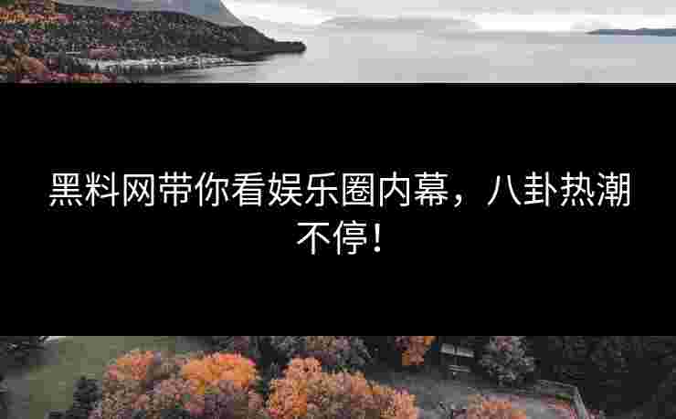 黑料网带你看娱乐圈内幕，八卦热潮不停！